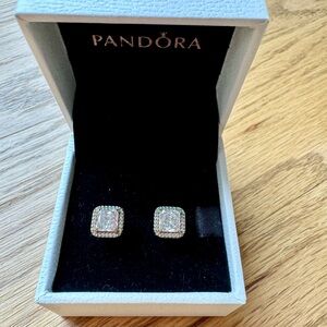 Pandora rose gold plated halo earrings